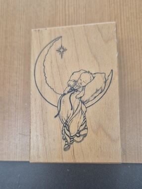 Moon & Baby Wood Stamp By PSX